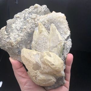 calcite and quartz crystal specimen